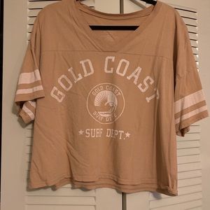 Tan Short Sleeve Crop Top